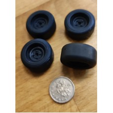 Banded steel rims 1/24 resin set of 4 with slick tyres